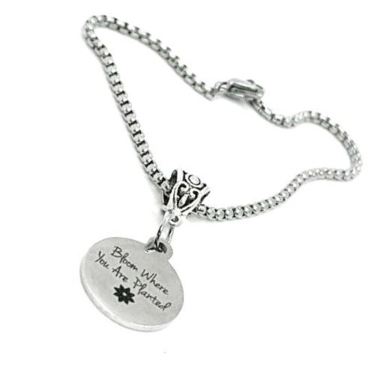 Bloom Where You Are Planted Charm Bracelet, Wife Gift, Daughter, Friend Gift, Motivational Gift, Encouragement, Encouraging Her, Motivating