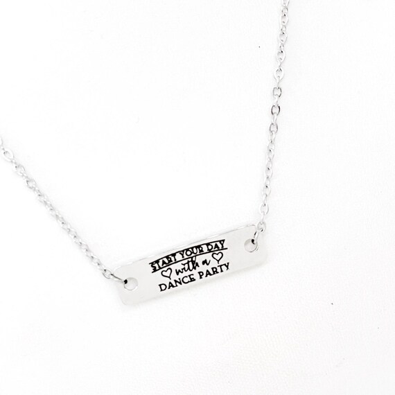 Start Your Day With A Dance Party Connector Charm Necklace, Love Gift, Affirmation Jewelry, Daughter, Wife, Friend, Enjoy Life, College