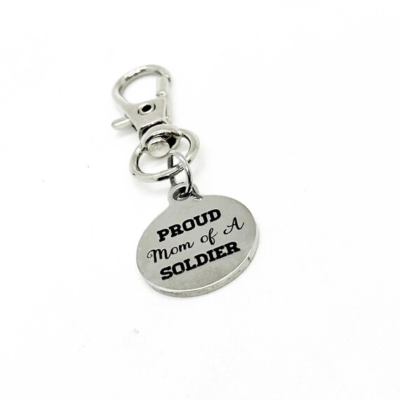 Proud Mom Of A Soldier Clip On Charm, Military Mom, Gift For Her, Soldier Mom Gift, Proud Of My Son, Serving His Country, Key Chain Charm