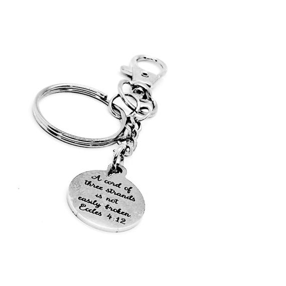 A Cord Of Three Strands Keychain, Ecclesiastes 4 12, Faith Gift, Marriage Gifts, God You And Me, Scripture Quote, Christian, Religious