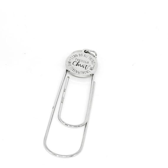 I Can Do All Things Through Christ Bookmark Stainless Steel Engraved Paperclip Bookmark Faith Gift Bible Verse Bookmark