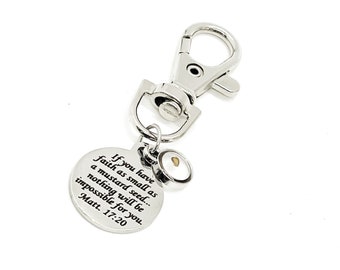 Faith Gift, Mustard Seed Clip On Charm, Matthew 17 20 Charm, Clip On Charm, Purse Charm, Keychain Charm, Christian Gifts, Scripture Gifts