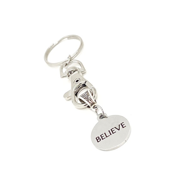 Believe Charm Keychain, Faith Gift, Wife Gift, Husband Gift, Dream Big, Athlete Gifts, Son Gift, Daughter Gift, Encouraging Her, Motivating