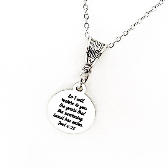 God Restores The Lost Years Necklace, Joel 2 25, Scripture Gift, Recovery Gift, Fresh Start, New Beginning, Faith Gift, Christian Recovery