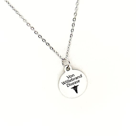 Von Willebrand Medical Condition Pendant Necklace, Gift For Her, Medical Condition Awareness, Caregiver Notice, Bleeding Disorder, Caduceus