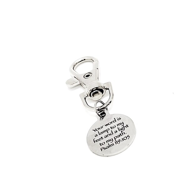 Scripture Gift, Your Word Is A Lamp To My Feet And A Light To My Path Clip On Charm, Psalm 119 105, Scripture Quote, Bible Scripture Charm