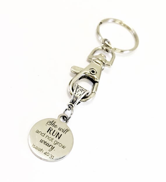 Scripture Gifts, Bible Verse Gifts, She Will Run And Not Grow Weary Keychain, Isaiah 40:31 Gift, Busy Mom Gift, Working Mom Gift For Her