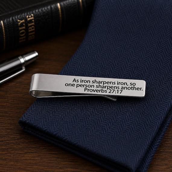 Iron Sharpens Iron Tie Clip Faith Gift