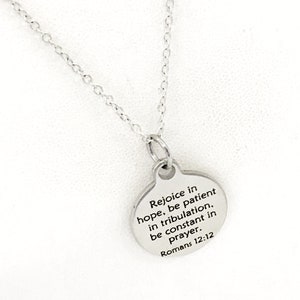 Christian Jewelry, Rejoice In Hope Necklace, Christian Necklace, Scripture Jewelry, Romans 12 12 Jewelry, Christian Gifts, Sympathy Gift