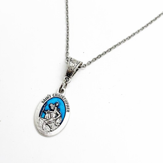 Saint Christopher Blue Necklace, Patron Saint Of Travelers, Protection Prayer, Travel Prayers, Travel Mercies, Moving Gift, Traveling Gifts