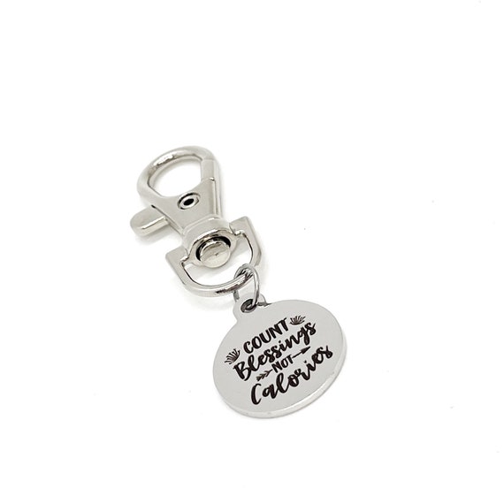 Count Blessings Not Calories Clip On Charm, Dieting Buddy Gift, Weight Loss Group Gifts, Faith Gift, Food Lover Gift, Friend Gifts