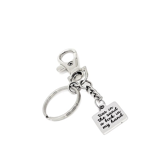 Beach Lover Gifts, Toes In The Sand A Book In My Hand Charm Keychain, Beach House Keychain, Reader Gifts, Girlfriend Gift, Wife Gift