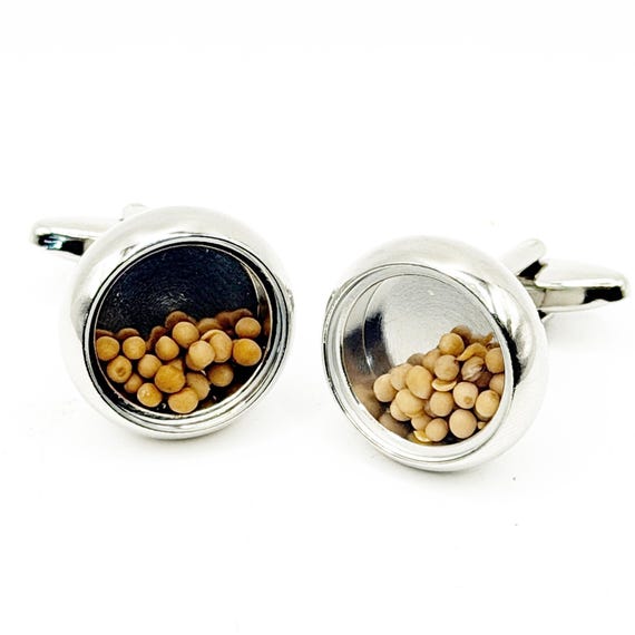Floating Mustard Seed Silver Cuff Links