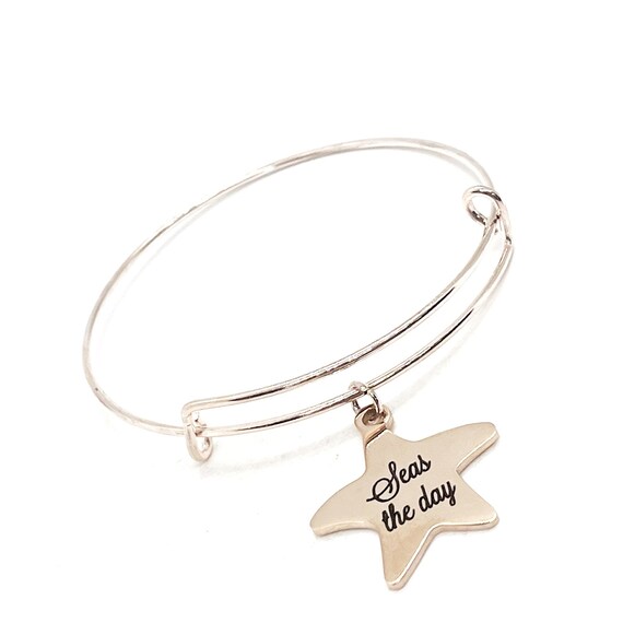 Beach Lover Gift, Seas The Day Bracelet, Stacking Bracelet, Stacking Bangle, Beach Trip Jewelry, Girls Weekend Gifts, Girlfriend Gift
