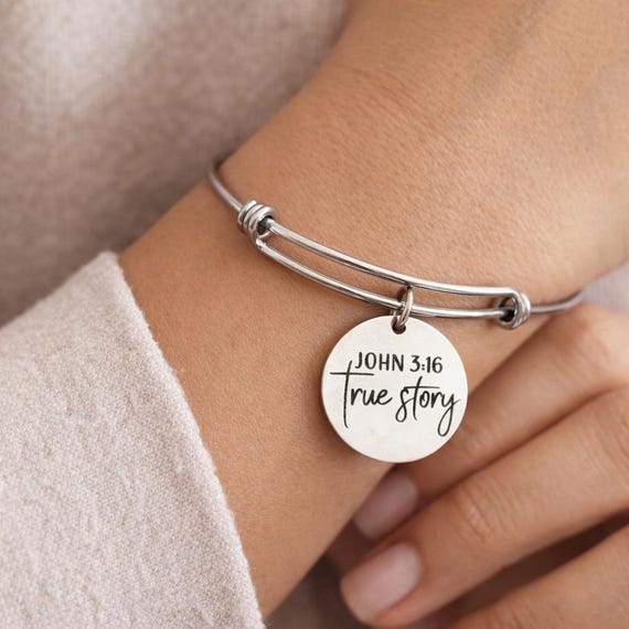 John 3 16 True Story Bracelet Faith Jewelry Christian Bangle Scripture Gift Stainless Steel Religious Jewelry For Women