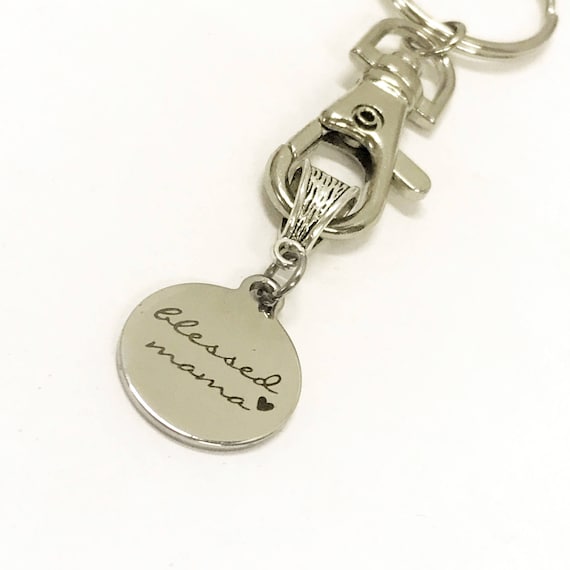 Blessed Mama Keychain, Blessed Mama Gift, Blessed Mama Jewelry, Gift For Mama, Gift For Mom, Mama Stocking Stuffer, New Mother Gift