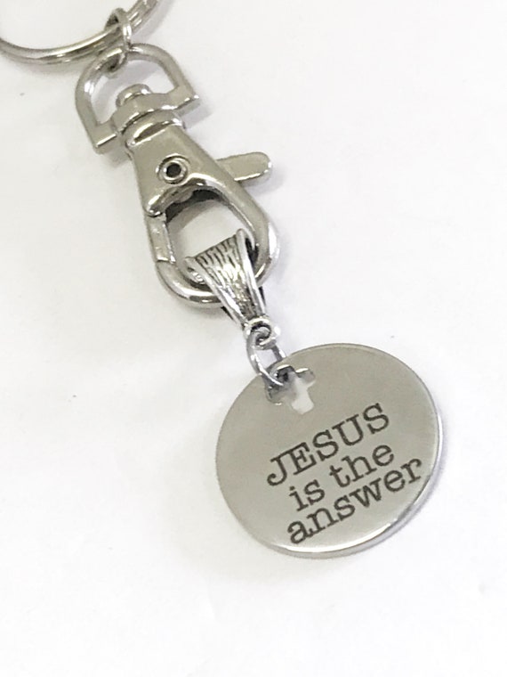 Christian Gifts, Christian Keychain, Jesus Is The Answer Keychain, Christian Charm, Baptism Gifts, Confirmation Gifts, Religious Gifts