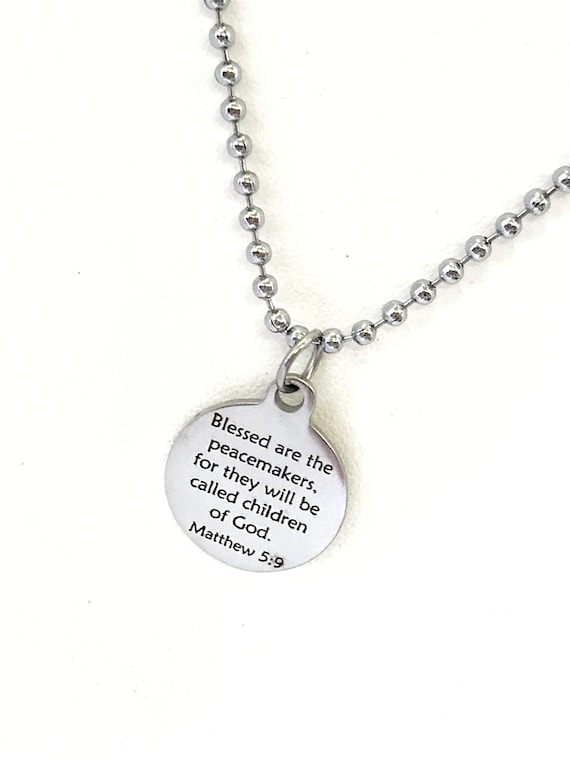 Christian Necklace, Blessed Are The Peacemakers Necklace, Christian Police Officer Gift, Beatitudes Necklace, Matthew 5 9, Christian Man
