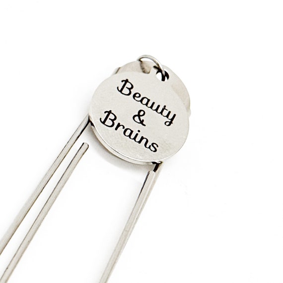 Beauty And Brains Charm Bookmark, Planner Bookmark, Reader Gift, Beauty Pageant Winner, Smart Girl, Smart Woman, Daughter Gift, Wife Gift