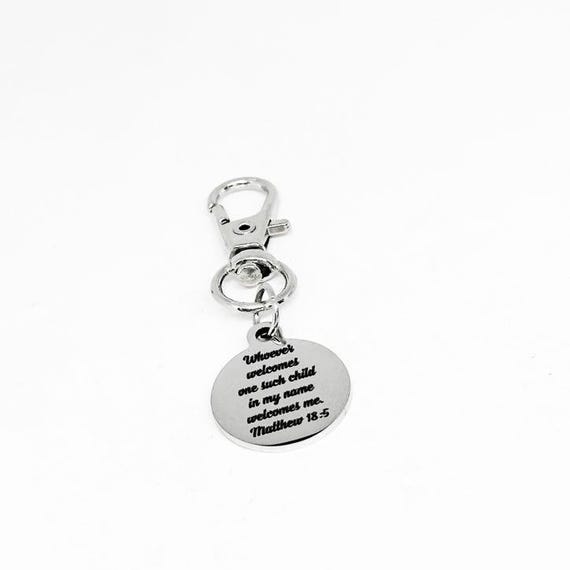 Matthew 18 5 Clip On Charm Stainless Steel Engraved Christian Keychain Bible Verse Religious Gift Faith Jewelry Child Of God Charm