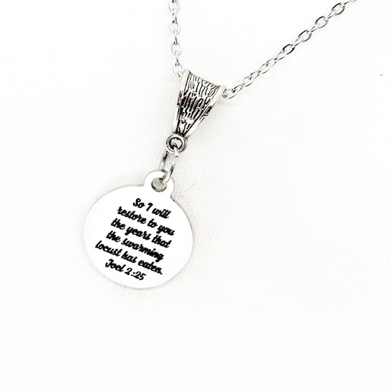 God Will Restore The Lost Years Scripture Necklace, Joel 2 25, Faith Gifts, Recovery Gifts, Divorce Gift, Starting Over, New Beginnings