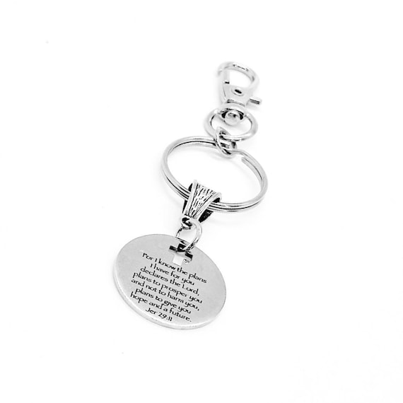 God Has Plans For You Charm Keychain, Jeremiah 29 11, Plans To Prosper You, Faith, Religious, Christian, Scripture Gift, Faith Quote