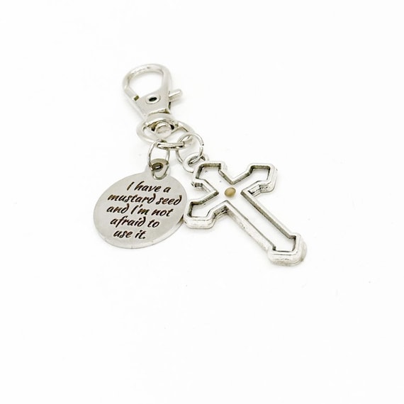 I Have A Mustard Seed And I’m Not Afraid To Use It Cross Charm Clip On Charm,  Matthew 17 20 Charm, Purse Charm, Keychain Charm