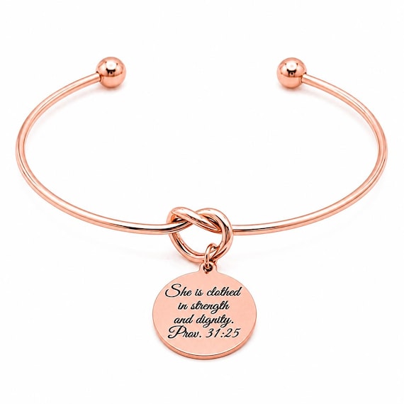 She Is Clothed In Strength Rose Goldtone Bracelet