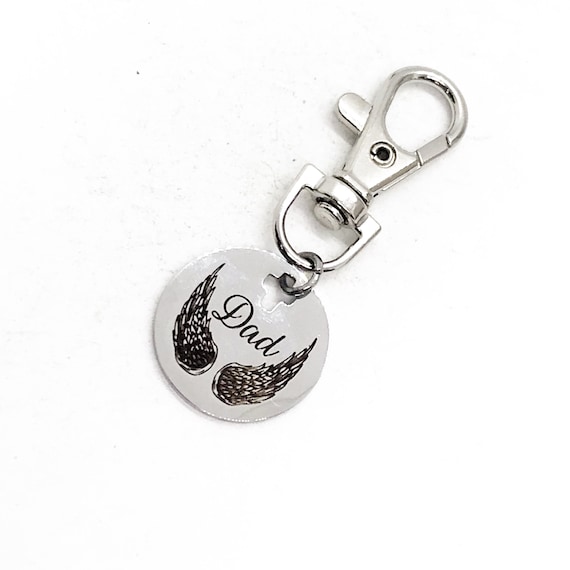 Bag Charm, Dad Angel Wings Charm, Dad Memorial, Remember My Dad, Purse Charm, Clip On Charm, Keychain Charm, Memorial Gift, Sympathy Gift