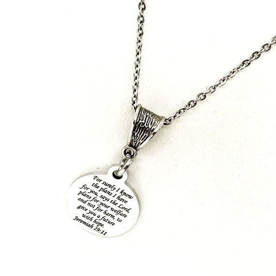 Scripture Gift, For Surely I Know The Plans I Have For You Necklace, Jeremiah 29 11 Jewelry, Faith Gift, Plans To Prosper You, God’s Plans