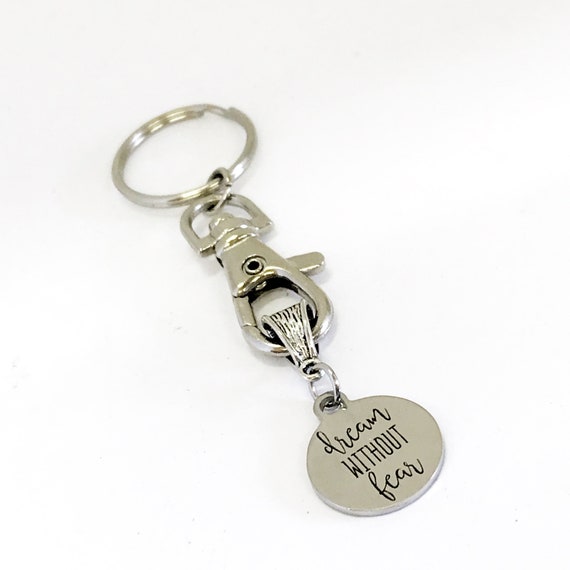 Keychain Gift, Dream Without Fear Keychain, Success Quote Gift, Motivational Quote, Charm Keychain, Success Quote, Direct Sales Team Gift
