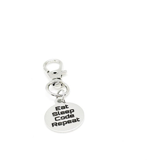 Eat Sleep Code Repeat Clip On Charm, Computer Science CS College Student, New Job, Programming, Developer, Bag Charm, Backpack Charm