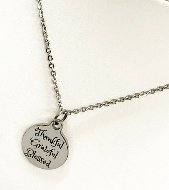 Thankful Grateful Blessed Necklace, Thanksgiving Jewelry, Thanksgiving Necklace, Thankful Jewelry, Thankful Grateful Blessed Jewelry Gift