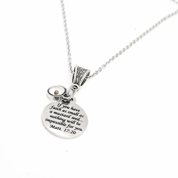 If You Have Faith Necklace, Mustard Seed Gift, Matthew 17 20 Bible Verse Necklace, Christian Jewelry, Scripture Gifts, Scripture Necklace