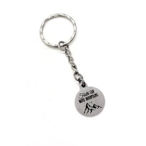 Geloofsgeschenk, geloof kan bergen sleutelhanger verplaatsen, bergbewegend geloof, christelijke sleutelhanger, charme sleutelhanger, mosterdzaad geloofsgeschenk
