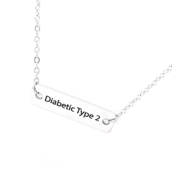 Medical Awareness Jewelry, Diabetic Type 2 Necklace, Diabetes Necklace, Medical Condition Jewelry, Diabetes Notice, Medical Notice