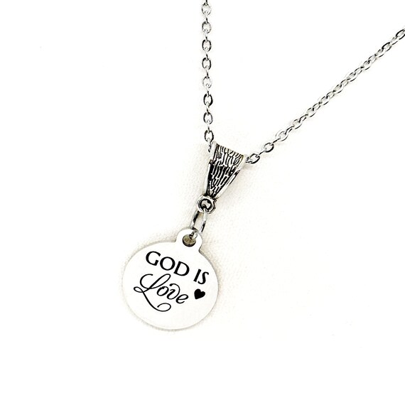 God Is Love Necklace, Girls Group Gifts, Daughter Gift, Wife Gift, Granddaughter Gift, Baptism Gift, Christian Gift, Faith Gift, Love Gift