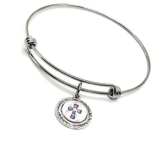 Cross Cabochon Charm Bracelet, Faith Gift, Believer Gift, Christian, Baptism Gift, Confirmation, Daughter, Wife, Pastor, Sunday School Gift