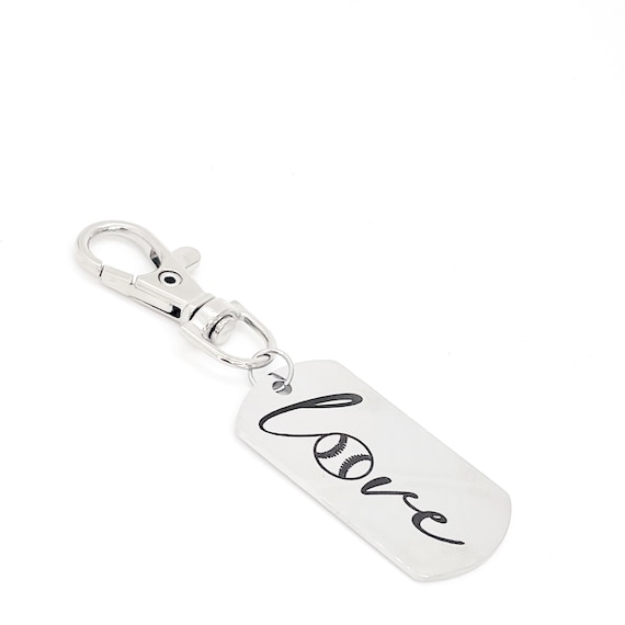 Sports Bag Clip, Love Baseball Bag Clip, Baseeball Player Gift, Sports Son Gift, Baseball Team Gifts, Baseball Mom Bag Charm, Keychain Clip