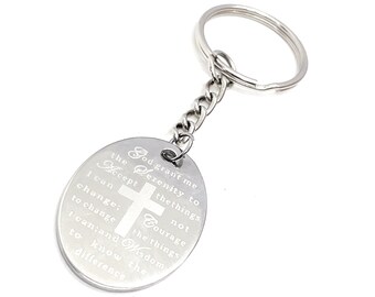 Serenity Keychain - Inspirational Gift With "God Grant Me Serenity" Quote, Stainless Steel