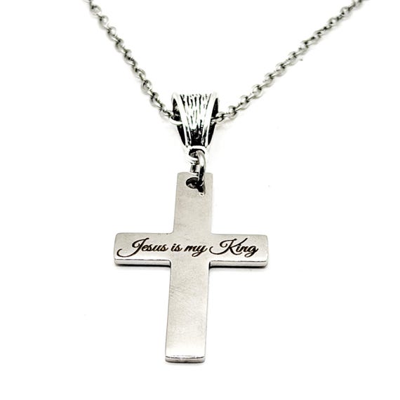 Jesus Is My King Cross Necklace