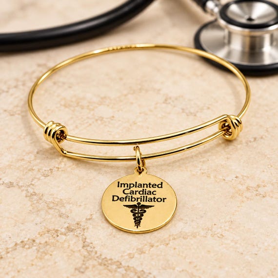 Implanted Cardiac Defibrillator Goldtone Bracelet