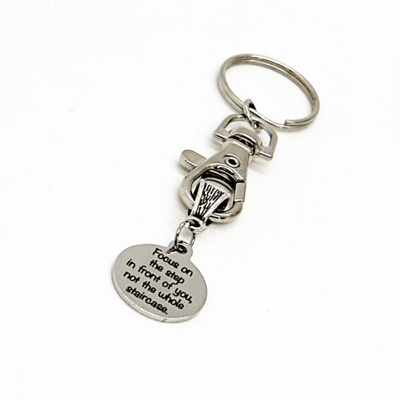 Motivation Gift, Focus On The Step In Front Of You Charm Keychain, Goal Setting Gift, Weight Loss Gift, Exercise Gift, Encouraging Quotes