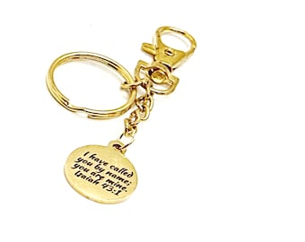 I Have Called You By Name You Are Mine Goldtone Charm Keychain, Isaiah 43 1, Christian Faith Gifts, Scripture Gifts, Scripture Quotes