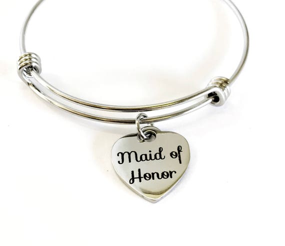 Maid Of Honor Stacking Expanding Bangle Charm Bracelet, Maid Of Honor Gift For Her, Maid Of Honor Proposal, MOH Thank You Gift, MOH Proposal