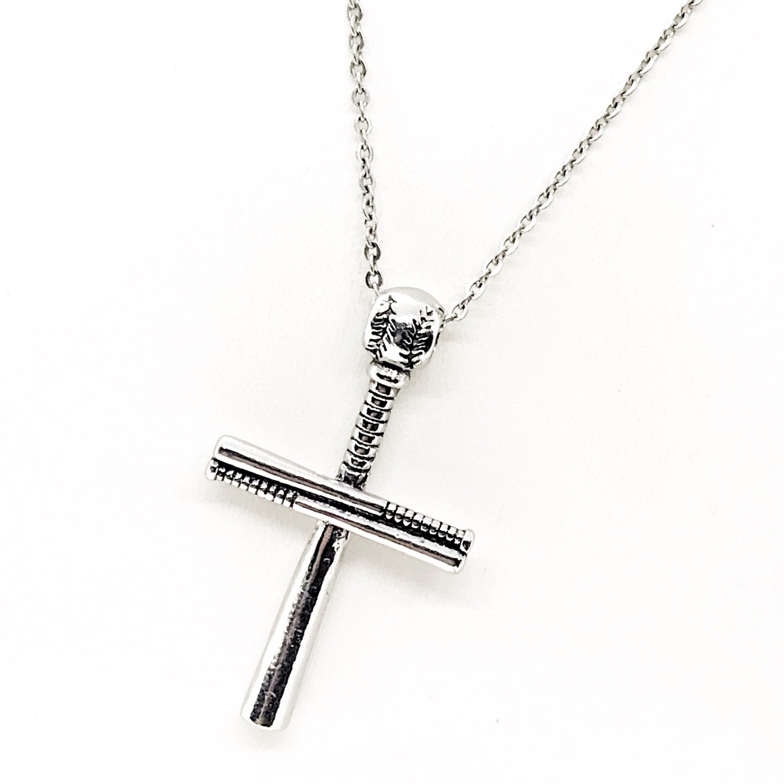 Baseball Bat Cross Necklace Baseball Necklace Cross Etsy