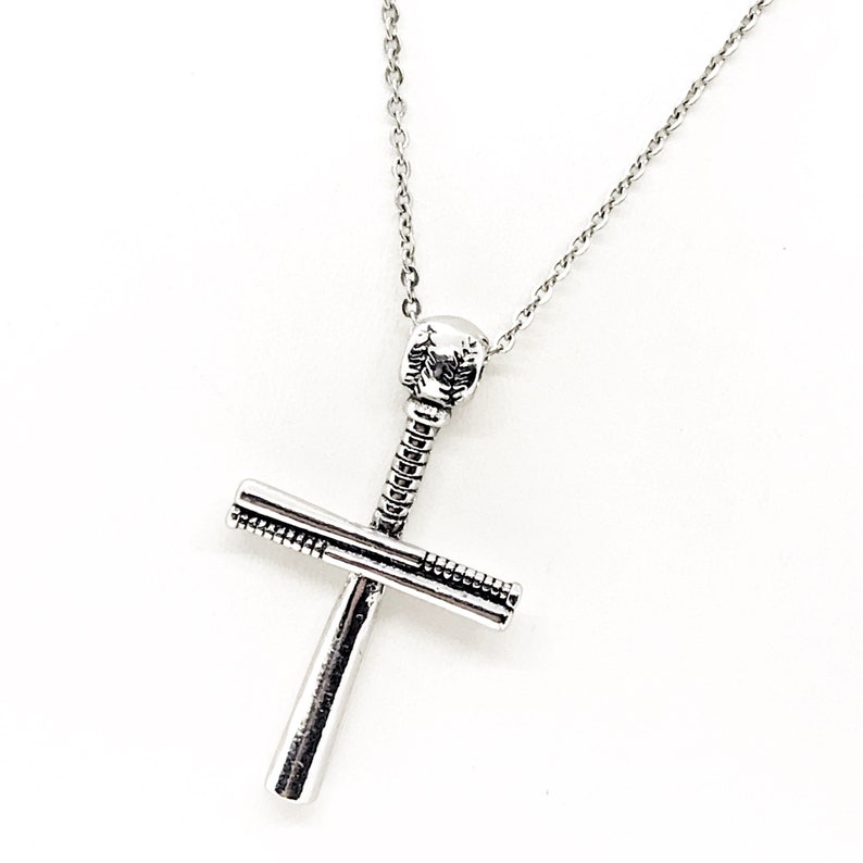 Baseball Bat Cross Necklace Baseball Necklace Cross Etsy