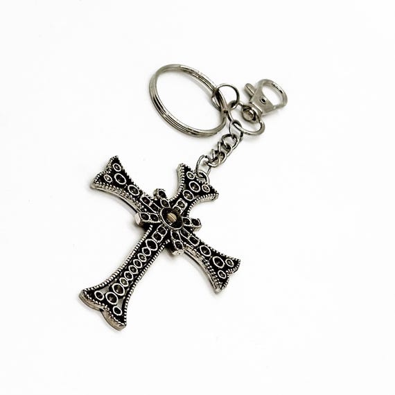 Mustard Seed Large Ornate Cross Keychain, Matthew 17 20 Faith, Christian Gift, Scripture Gift, Baptism Gift, Mustard Seed Faith, Share Faith