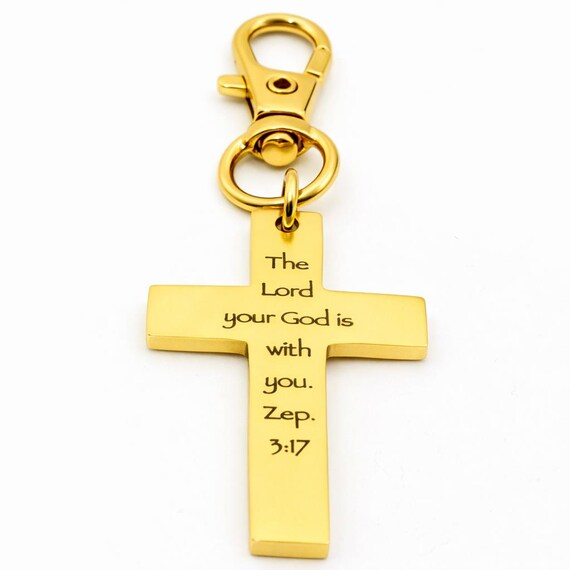 God Is With You Zep 3 17 Gold-Plated Cross Charm