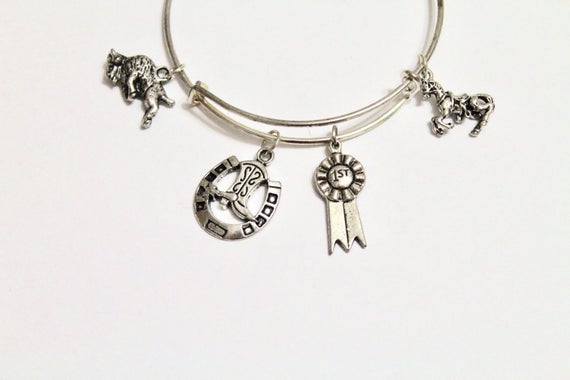 Rodeo Themed Expanding Bangle Charm Bracelet, Gift For Her, Rodeo Jewelry, Girlfriend Gift, Rodeo Bracelet, Jewelry Gift, Country Gift